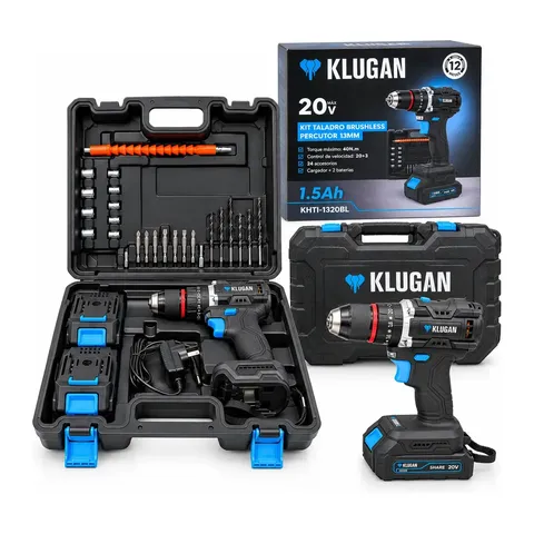 Klugan Taladro percutor brushless 20V 13 mm